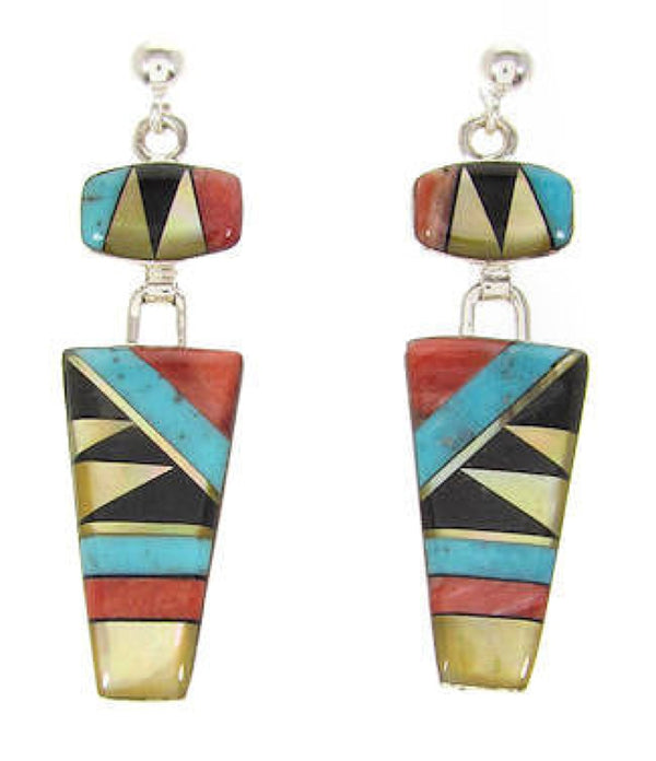 Southwest Multicolor Sterling Silver Dangle Earrings YS59966